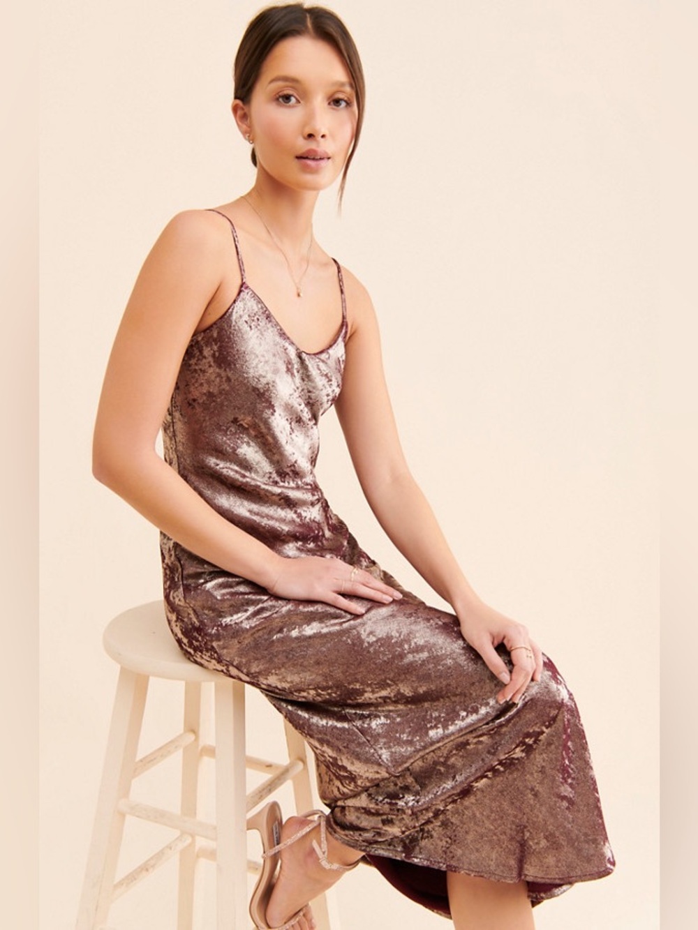 Current Air Metallic Slip Dress